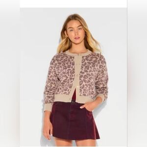 Betty Boop Leopard Print Cardigan for Women - Brown.